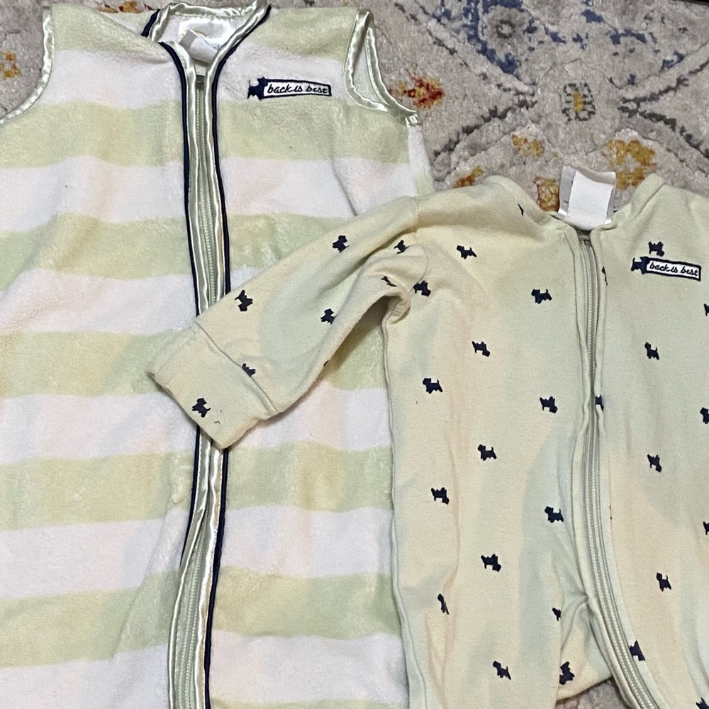 Halo Back is Best brand sleeper set: footie and sleep sack.